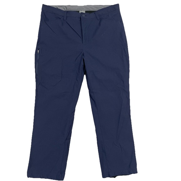 Eddie Bauer Fleece Lined Pants Size 40x30 Navy Blue Men's‎ Hike Hunt - Picture 1 of 8